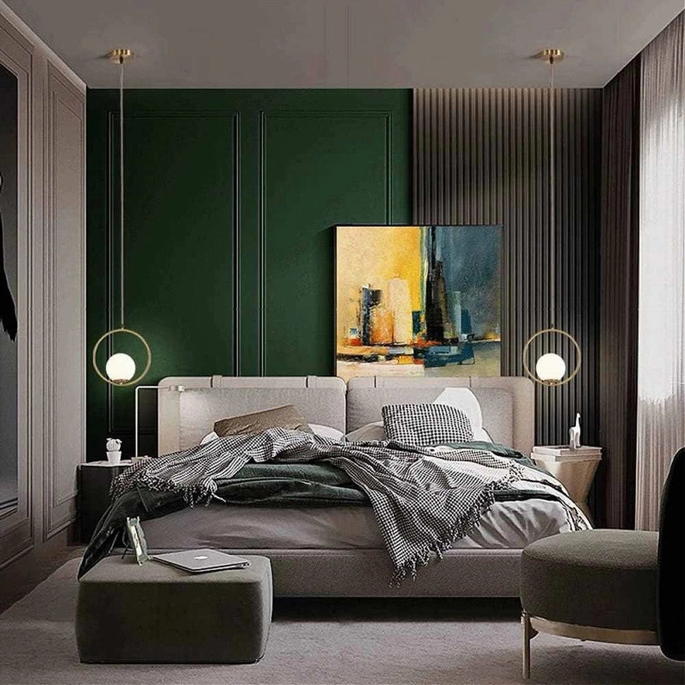 Trade Shop - Lampadario A Sospensione Minimalista Lampada Metallo Bronzo Con Sfera Vetro G9 A97 -