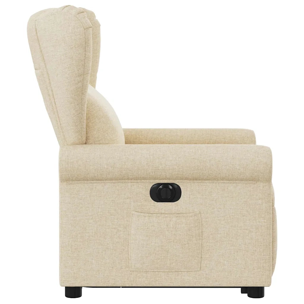 Poltrona Alzapersona Reclinabile Elettrica Crema in Tessuto 3303402