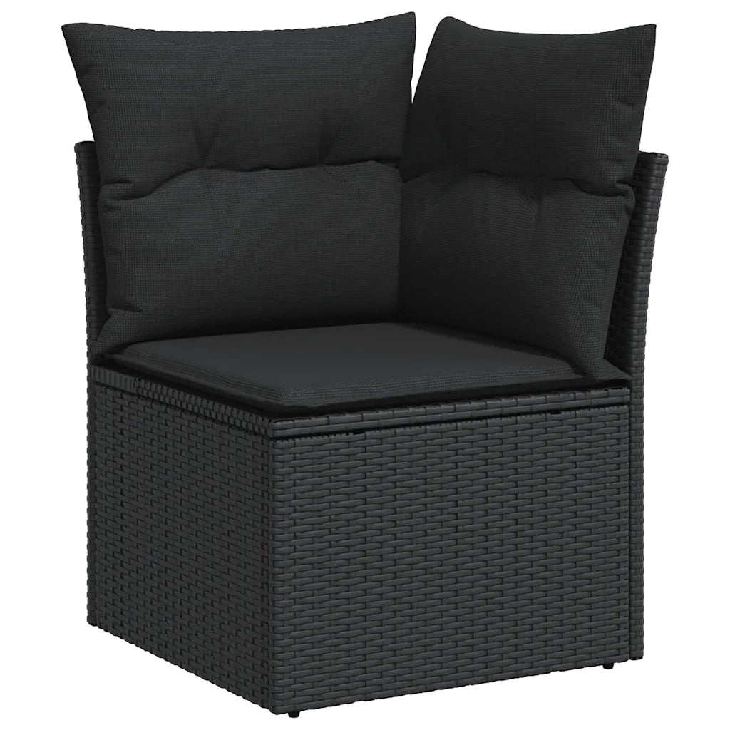 Set Divani da Giardino 9 pz con Cuscini Nero in Polyrattan 3326446