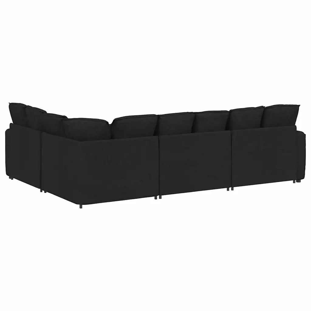 Divano Modulare con Cuscini in Tessuto Nero 3321149
