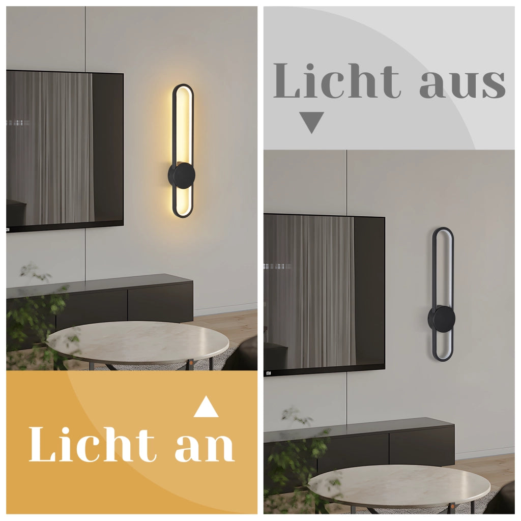 ZMH Applique LED moderna 12w 60cm 3000k Nero minimalista