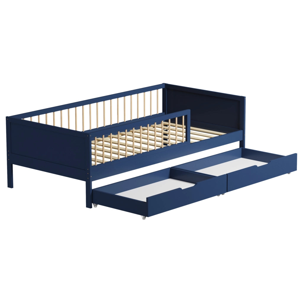 Letto blu scuro per bambini 190x90cm con cassetti ADAM