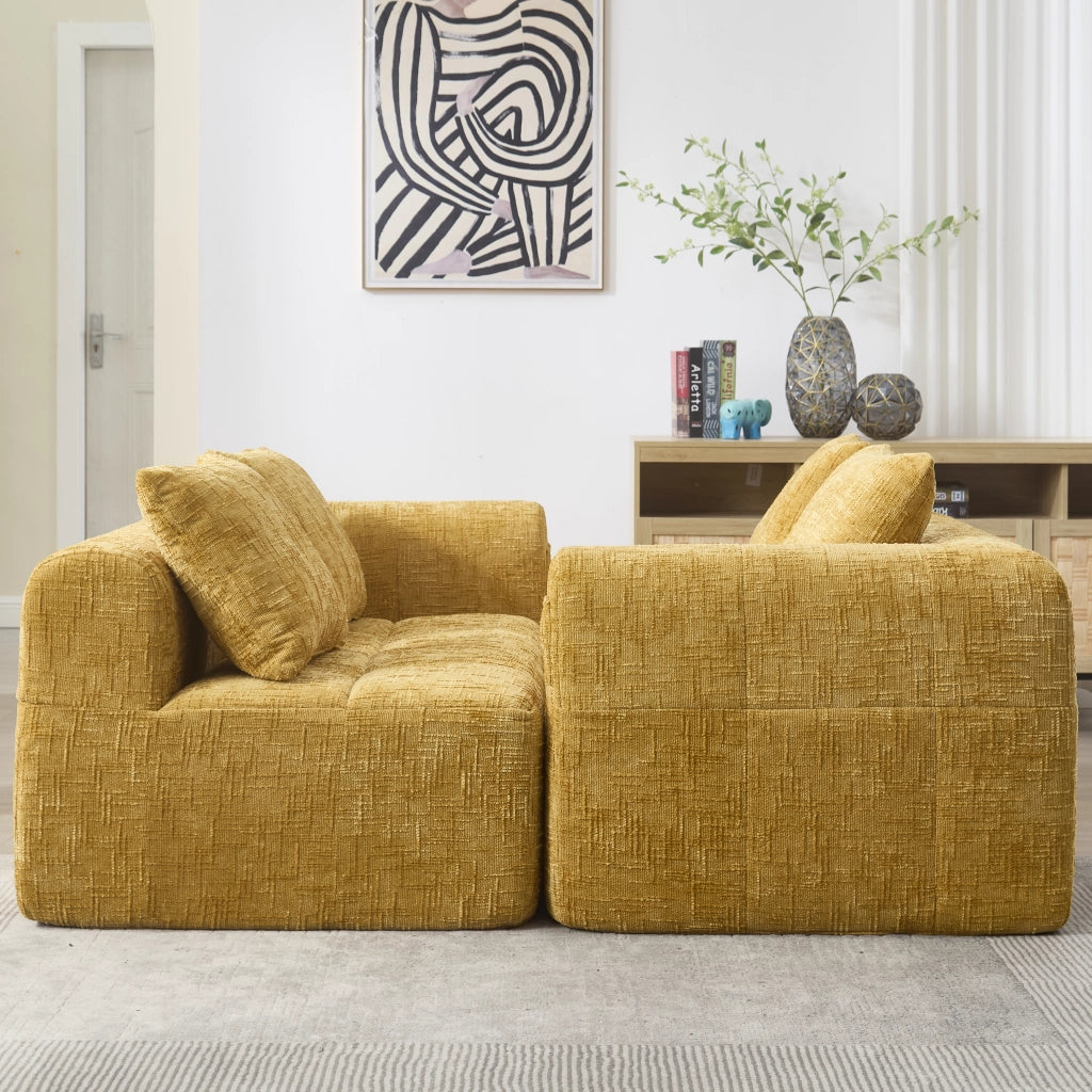 Divano sezionale moderno - Zephmum- 3 posti, chenille, giallo