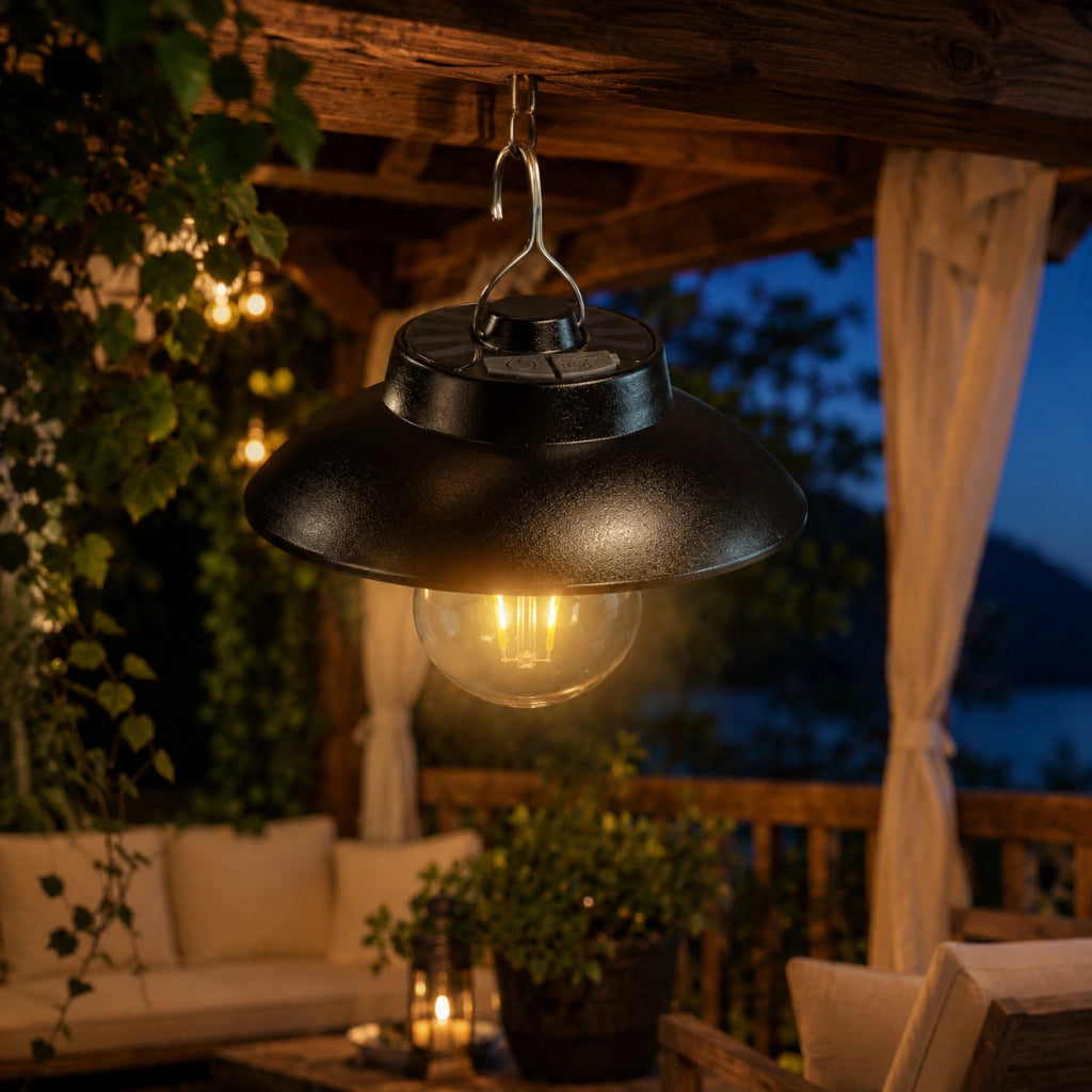 LAMPADA CAMPEGGIO LED RICARICABILE SOLARE CON GANCIO LUCE CALDA 3000K TE-B0627