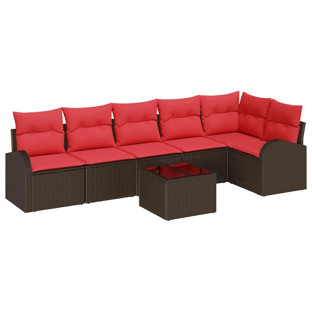 Set Divano da Giardino 7 pcs Marrone polyrattan 3346074