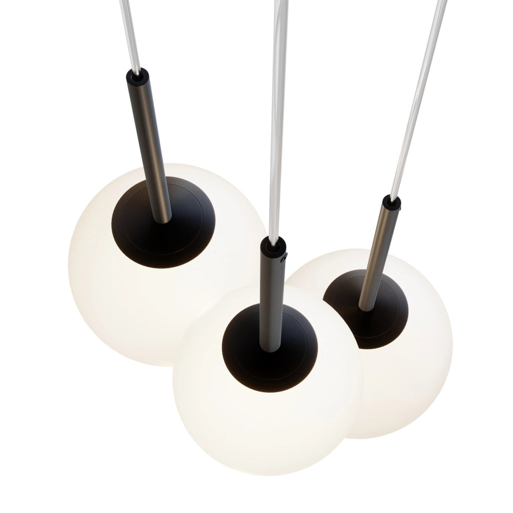 Maytoni Lampadario Minimalista Basic Form 3 luci E14 nero metallo diffusore vetro bianco