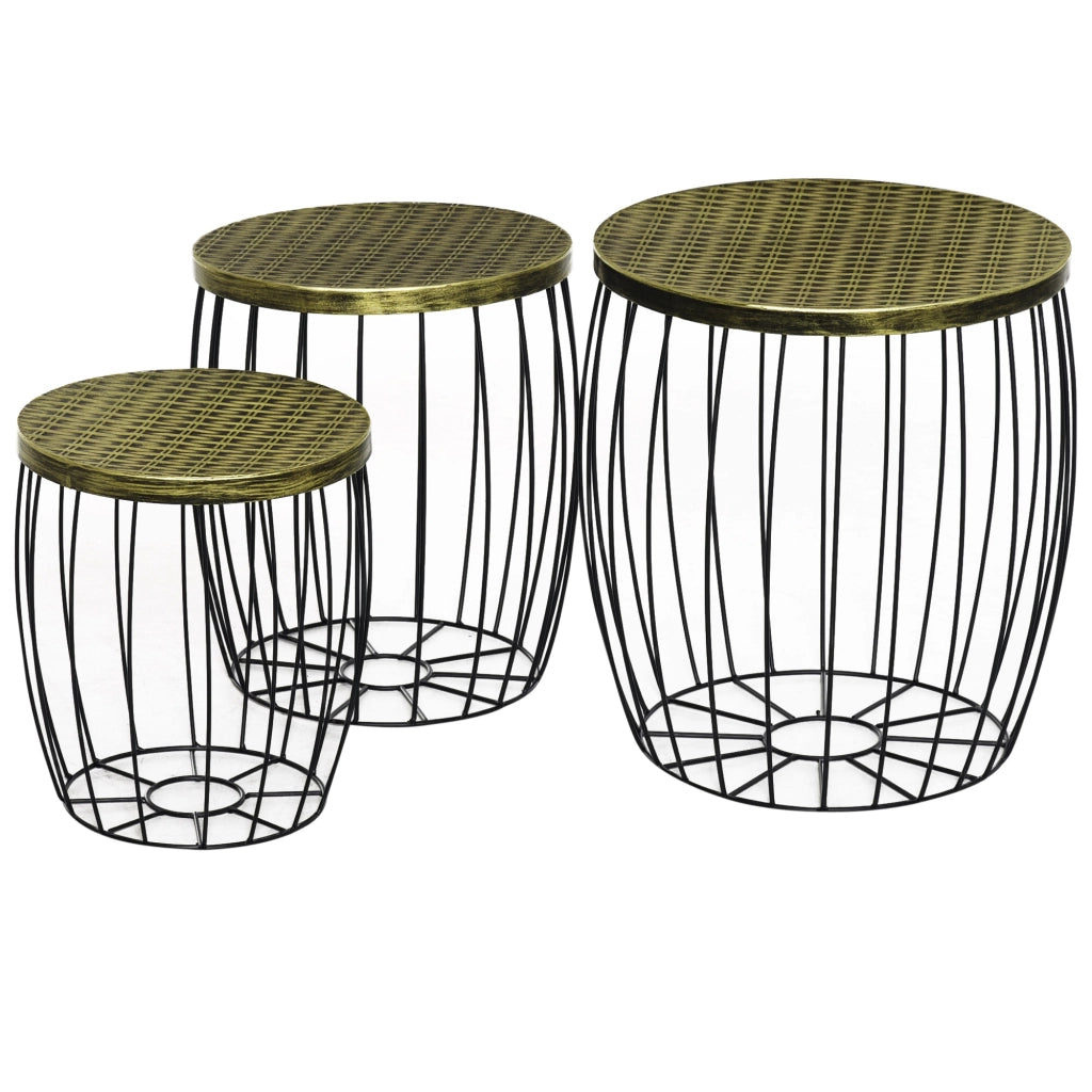 Set Tavolini Impilabili da Giardino ¨C Minimal ¨C Nero Bronzo Metallo