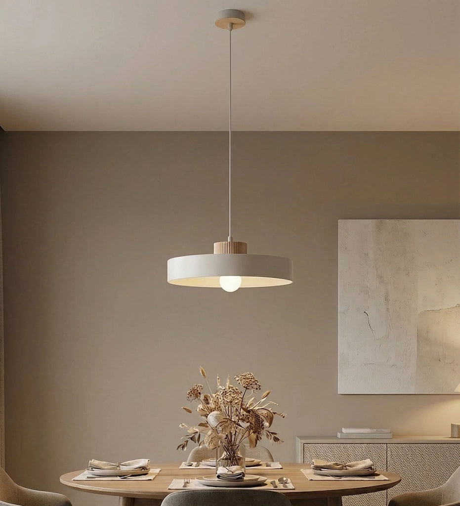 Lampada a sospensione KIVI japandi bianca legno 1xE27 Emibig
