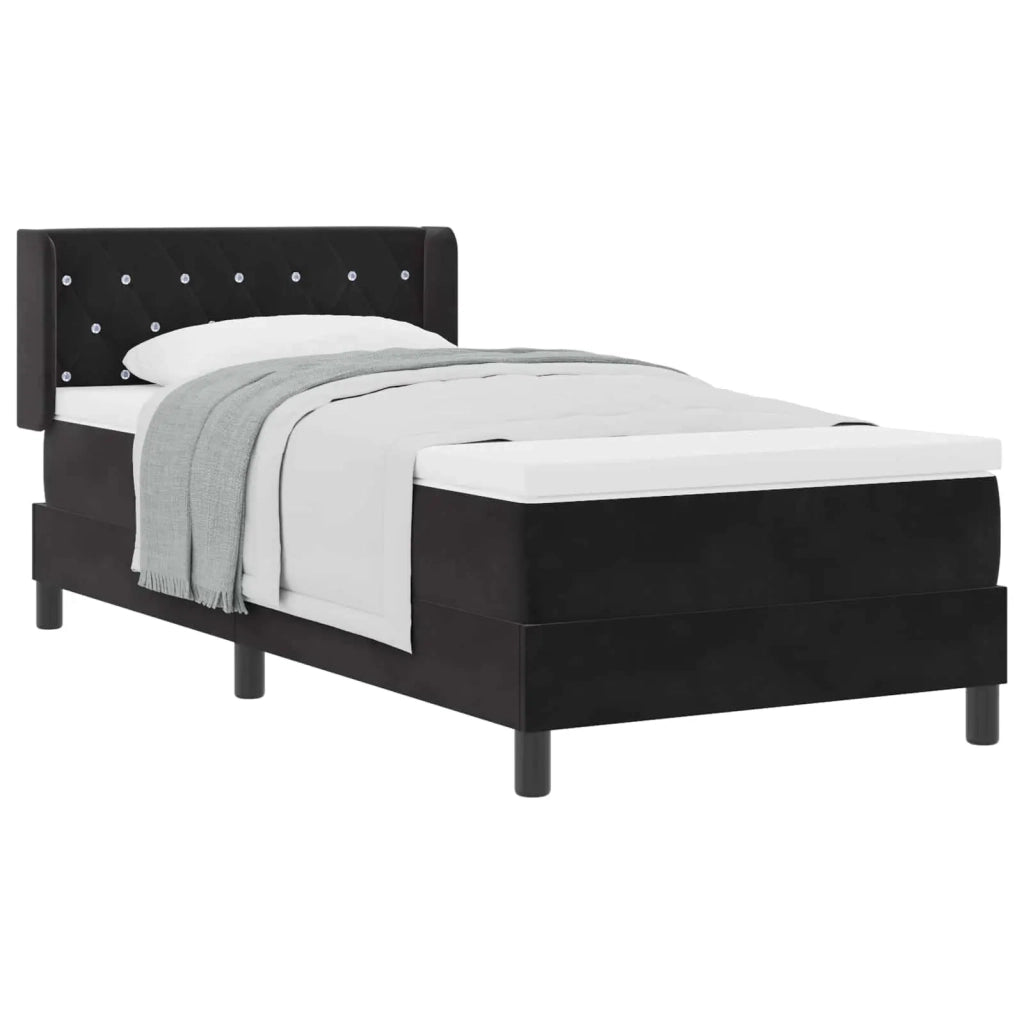 Letto a molle con materasso Nero 200 x 100 cm Poliestere