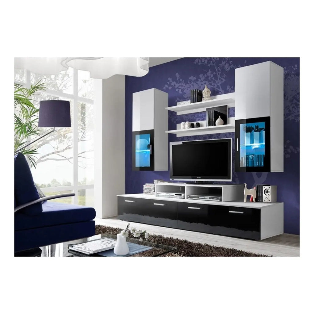 Mobile Porta TV da Parete 200cm Design. Collezione MINI colore bianco e nero
