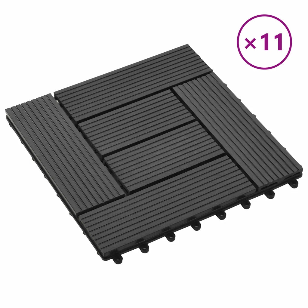 Piastrella per Decking 11 pcs Nero 30 x 30 cm WPC 42046671