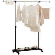 Scarpiera Mobile con Ruote e Ripiano ¨C Minimal ¨C 159x42x168 cm Nero e Argento