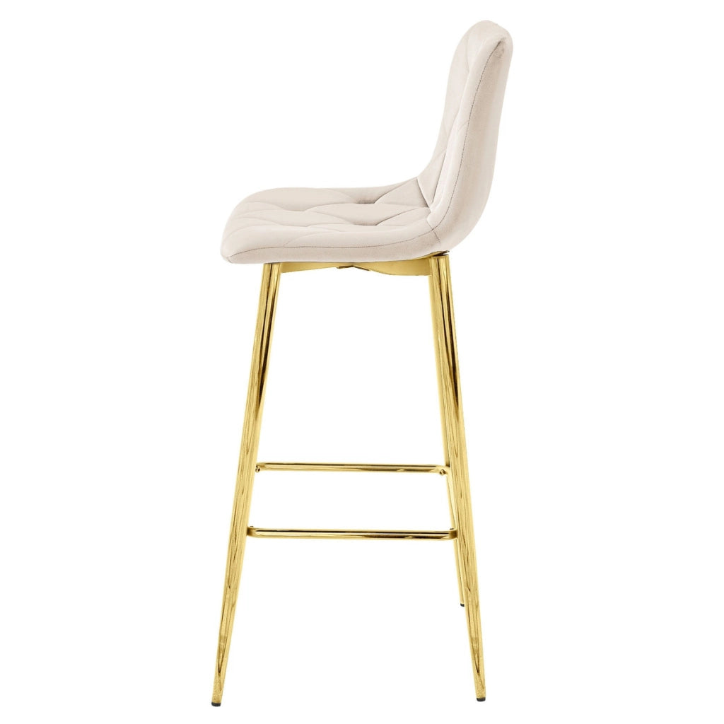 Set di 2 sgabelli bar NADO in velluto beige e gambe oro