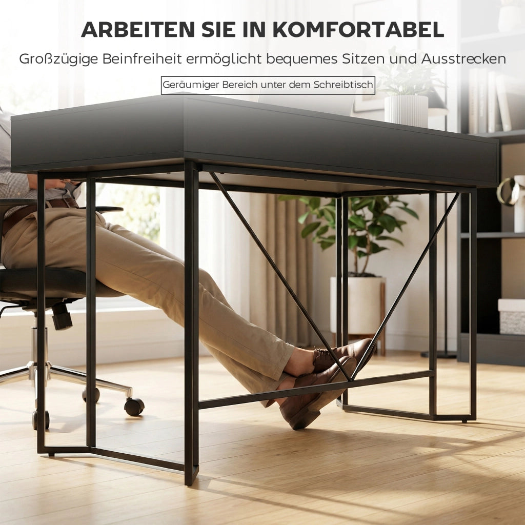 Scrivania con 2 cassetti ¨C Xylo ¨C legno nero 120x60x77cm
