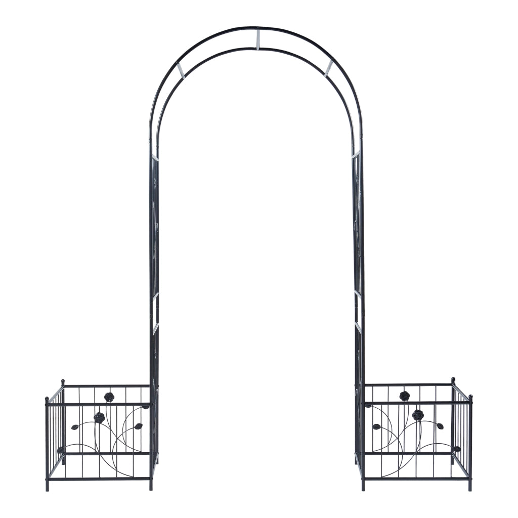 Pergola Arcuata Barisciano con Recinti per Piantare - Nero casa.pro
