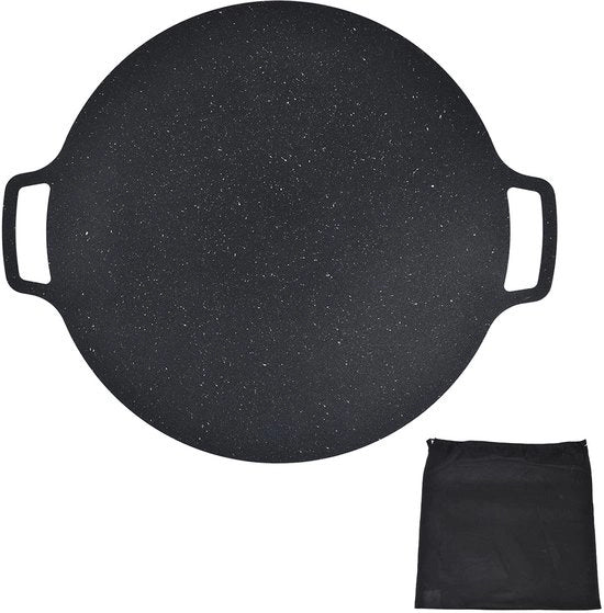 Piatto Grigliato in Acciaio con Superficie Antiscorrosiva - Distribuzione di Calore Uniforme - Ideale per Carne/Gamberi - Diametro 30cm - Piastra di Griglia