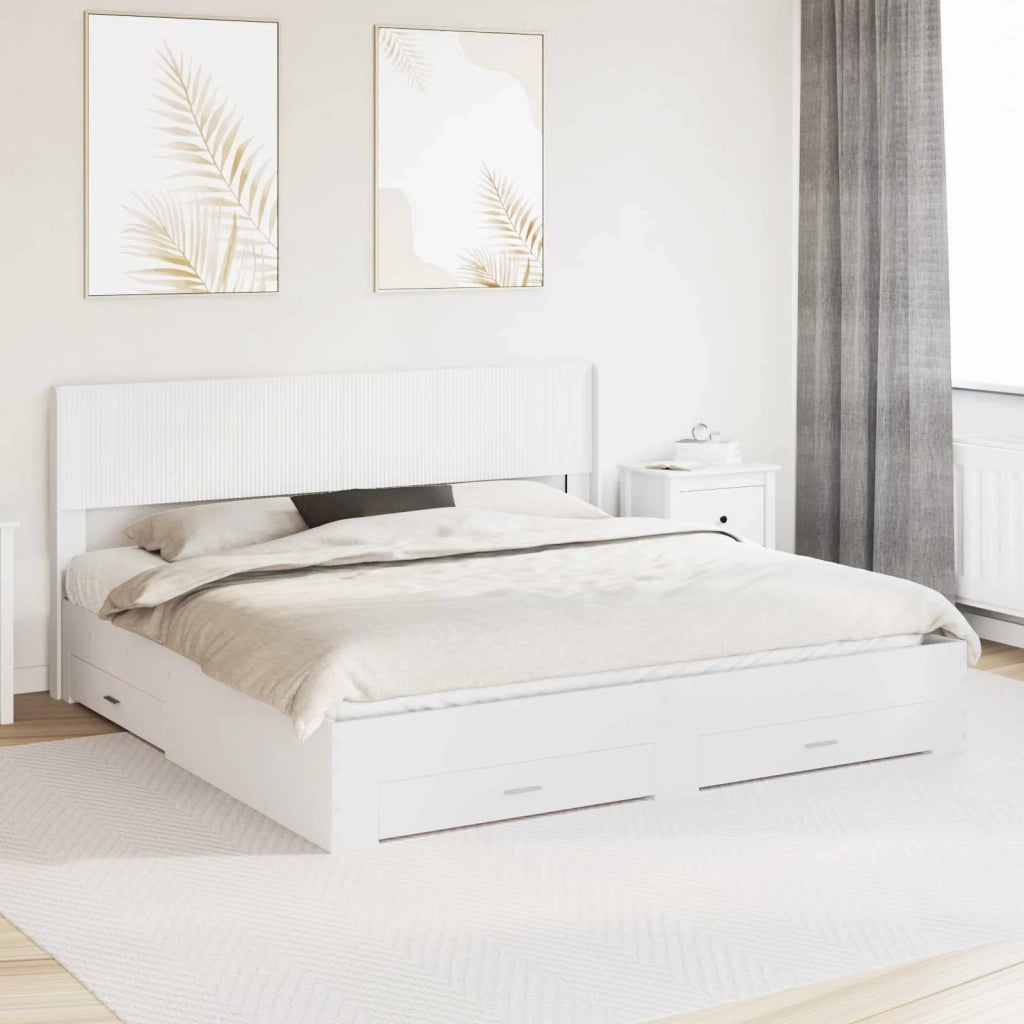 Struttura del letto con stoccaggio e testata Bianco 3414437