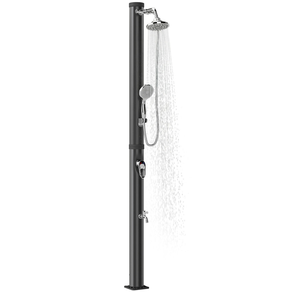 Doccia Solare da Giardino 20L ¨C Xylo ¨C Nero con Soffione e Rubinetto