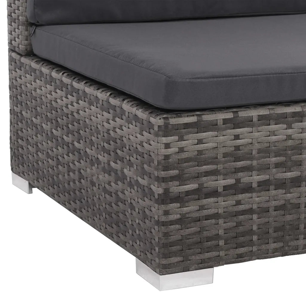 Set Divani da Giardino 8 pz con Cuscini in Polyrattan Grigio 44429