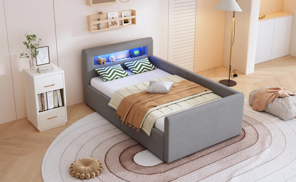 letto imbottito velluto grigio 90 x 200 cm