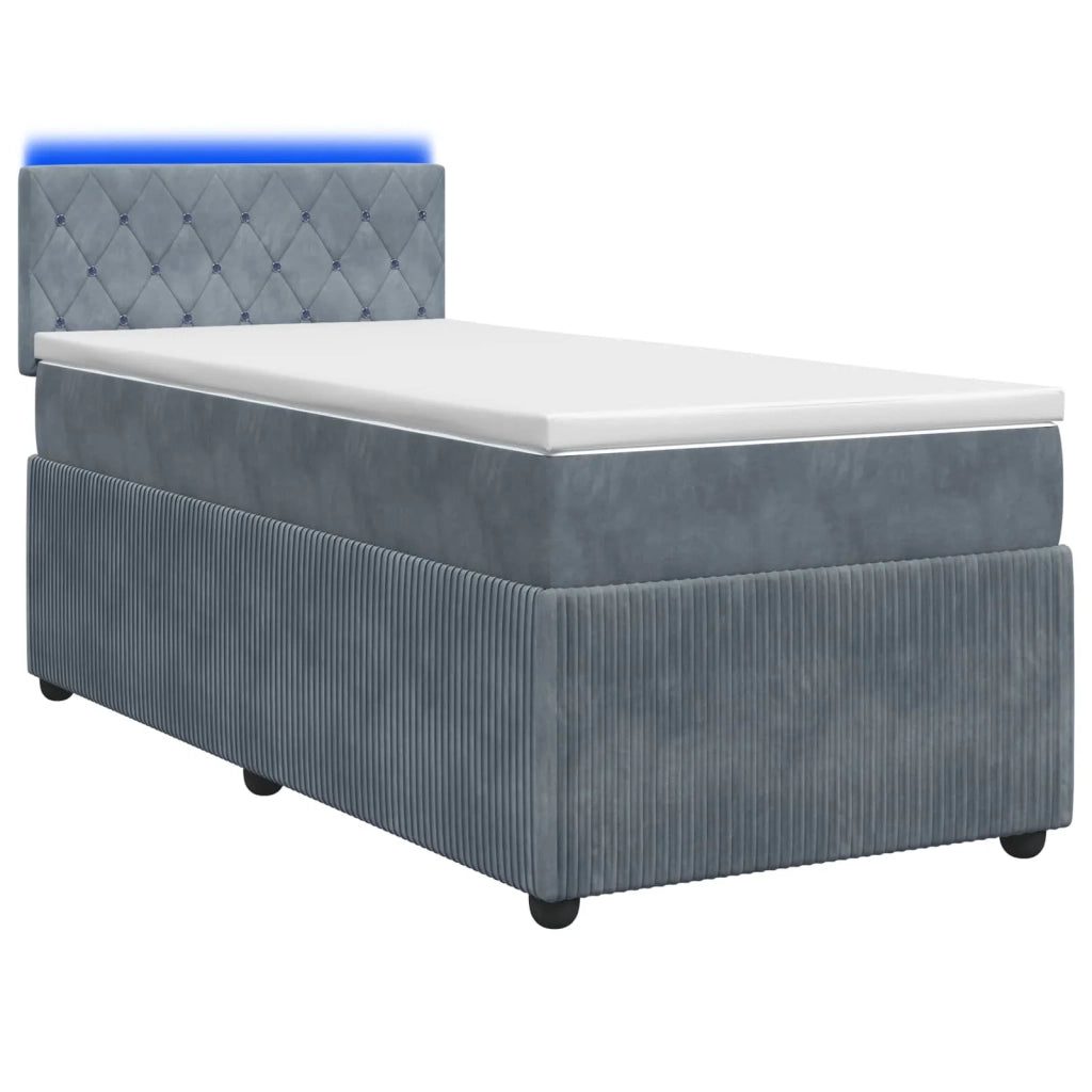 Letto con Box Spring, Materasso e LED Grigio Scuro 90 x 190 cm 3453246