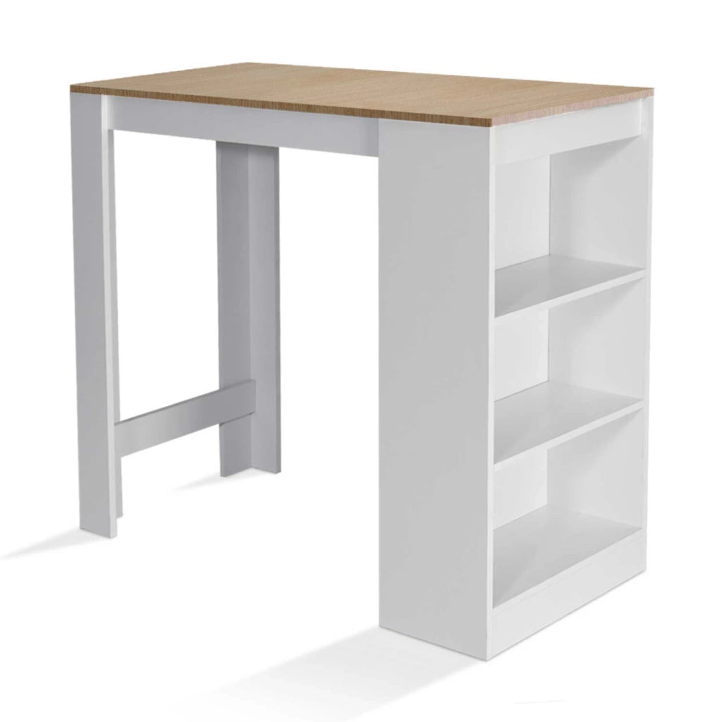 IDMarket - Tavolo alto da bar BARTH da 2 a 4 persone piano in legno bianco imitazione faggio