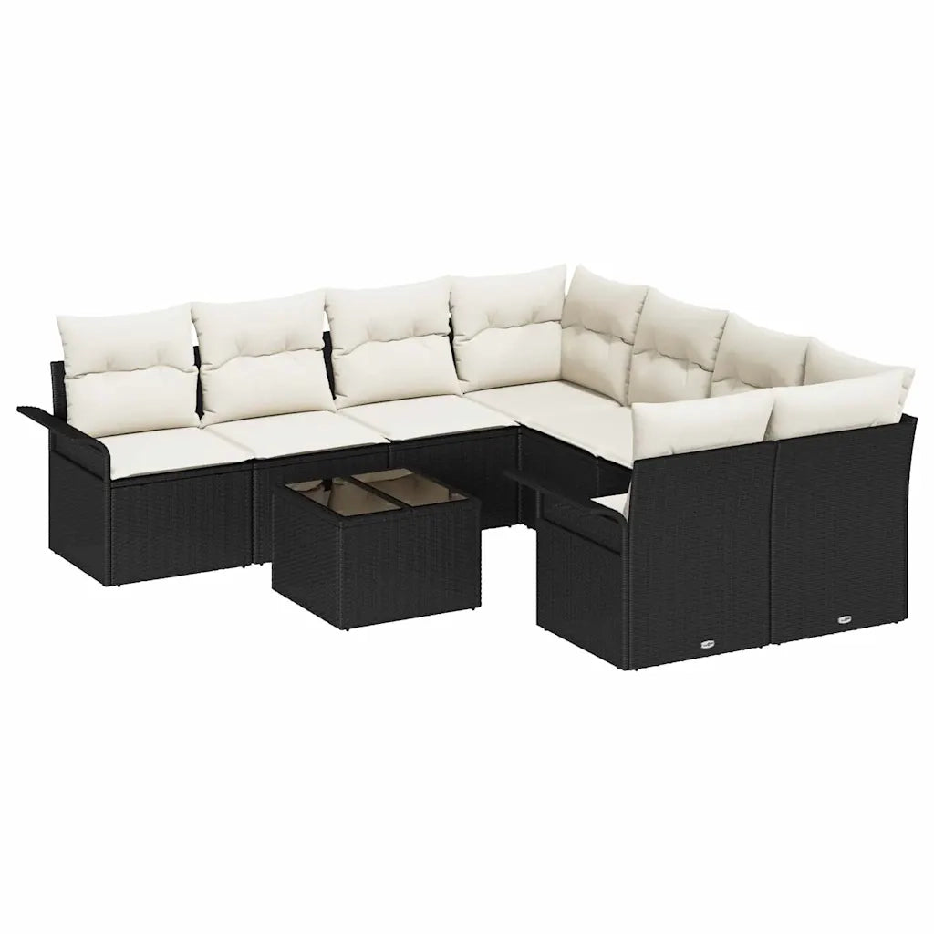 Set Divano da Giardino 9 pcs Nero Poly Rattan 3345297