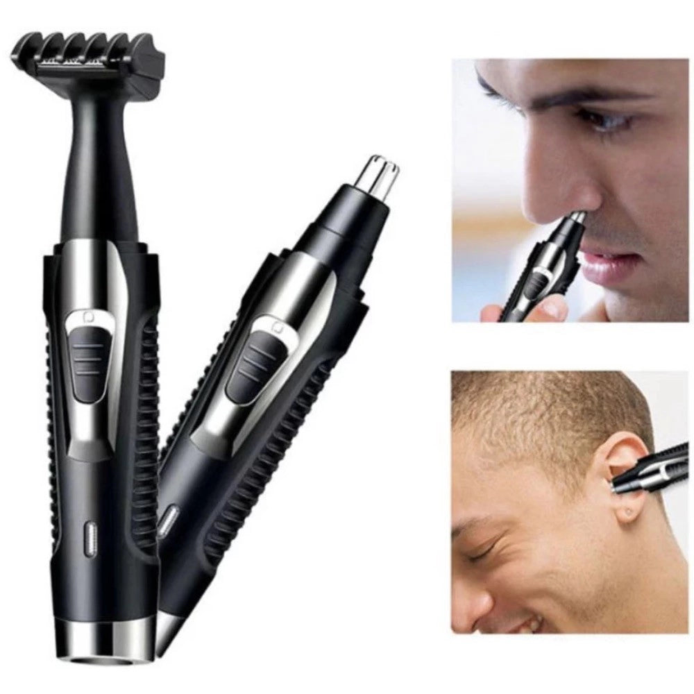Trade Shop - Rasoio 2 In 1 Rifinitore Per Naso Capelli Basette Orecchie Ricaricabile Gm-3130 -