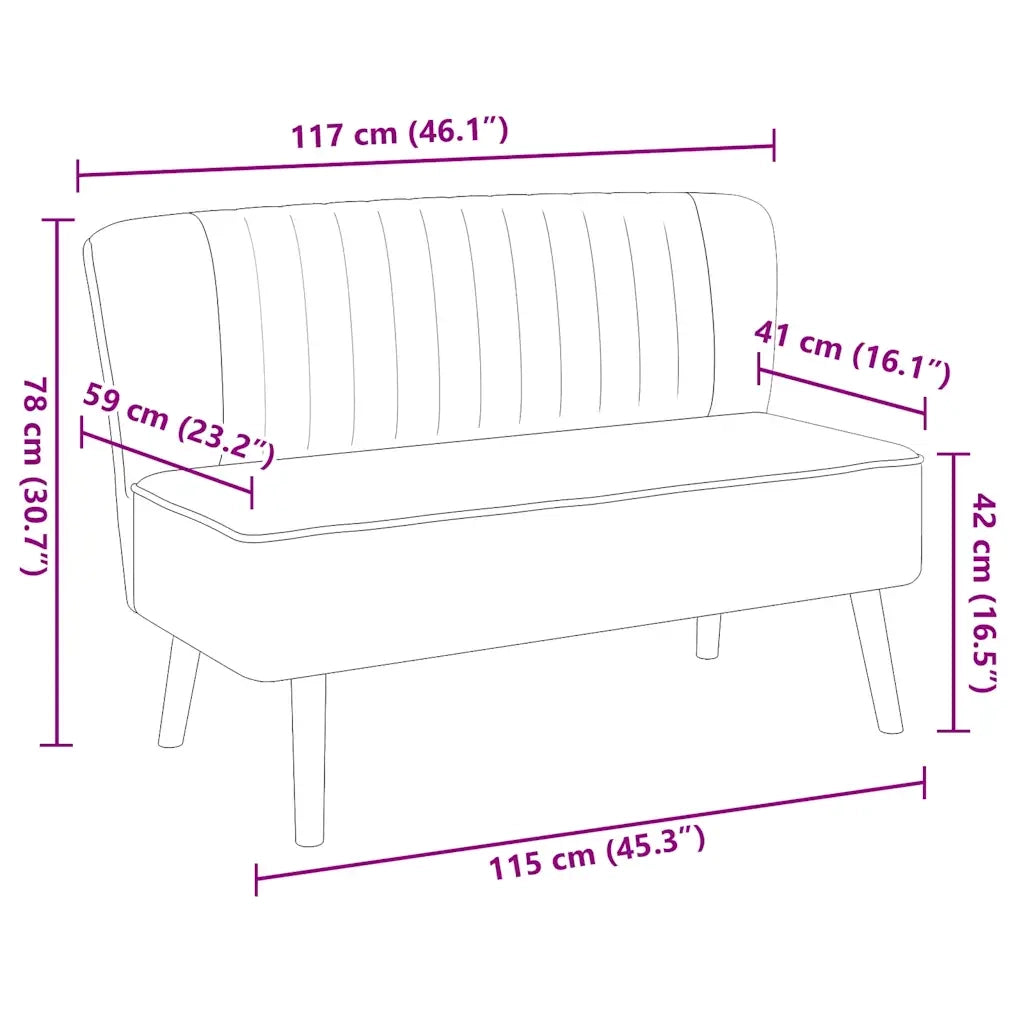 Divano in Tessuto 117x55,5x77 cm Blu 244072