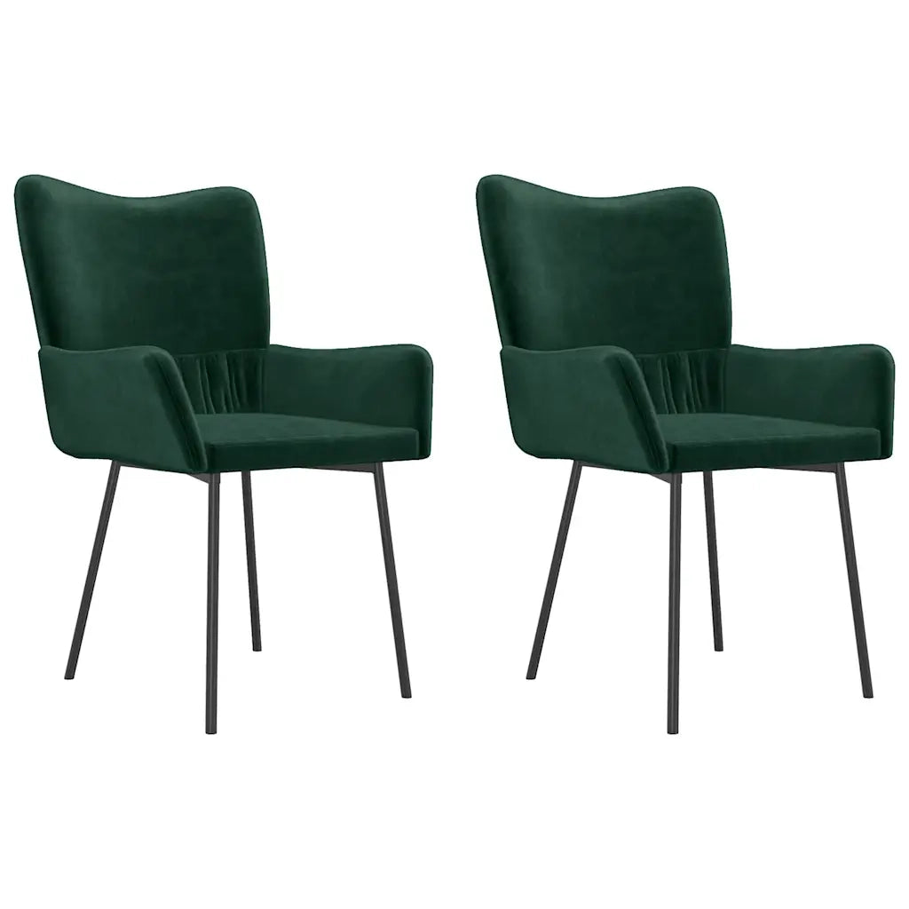 Sedie da Pranzo 2 pz Verde Scuro in Velluto 344800