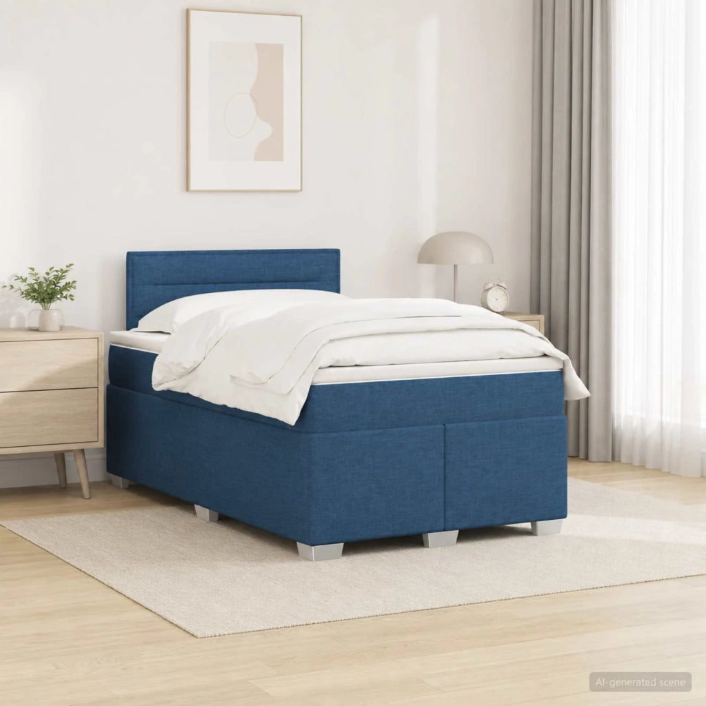 Letto con Box Spring, Materasso e LED Blu 120 x 190 cm Tessuto 3451895
