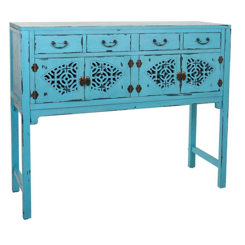 Mobile da ingresso in legno blu 120x40x102h