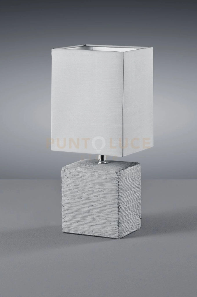 PING LAMPADA TAVOLO CERAMICA GRIGIA PARALUME QUADRATO H.29CM ATTACCO E14