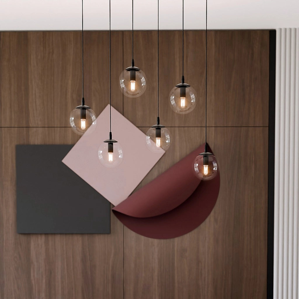 Lampadario Emibig COSMO 6xE14 nero vetro trasparente
