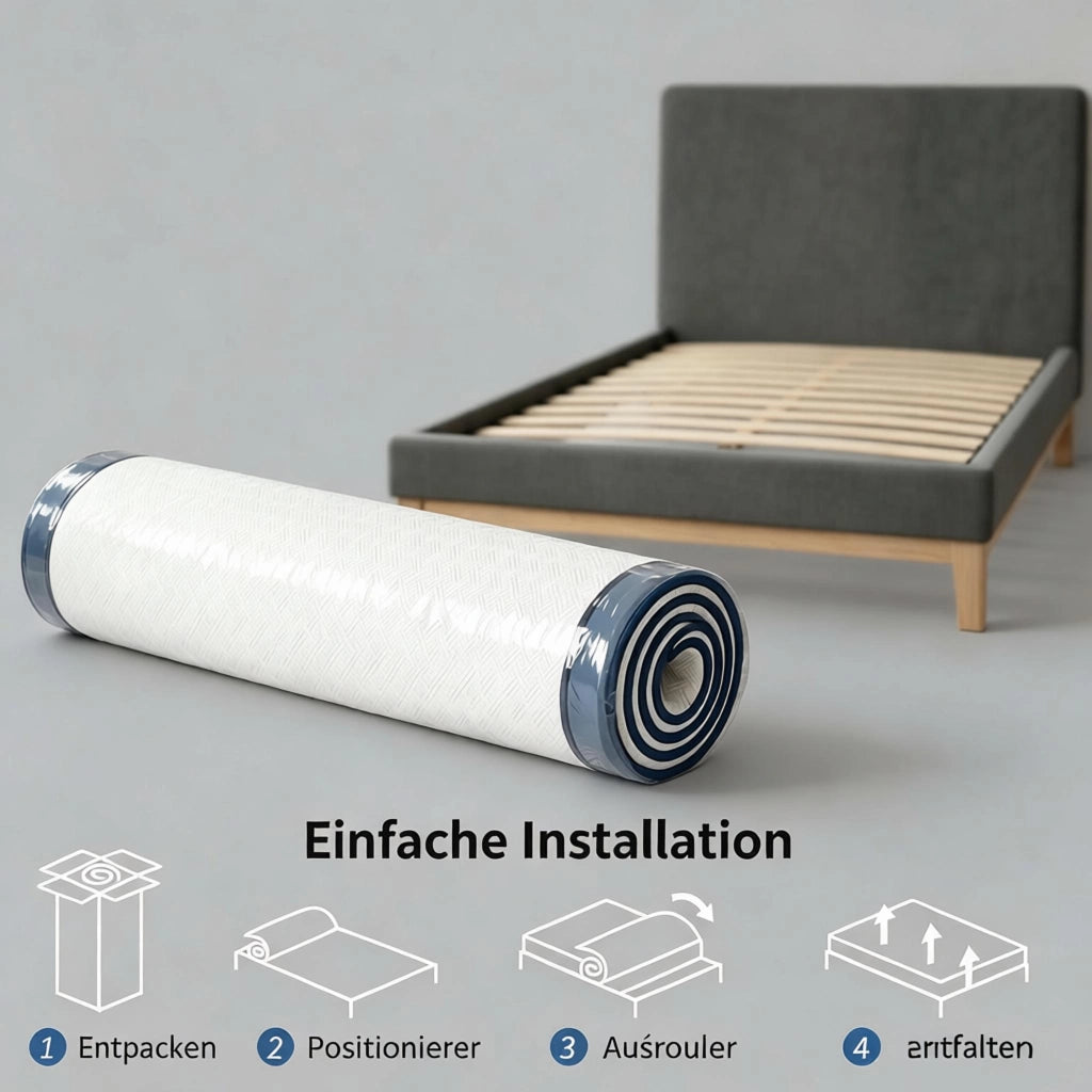 MATERASSO 90x190 cm in memory foam al tè verde, sfoderabile, blu/bianco