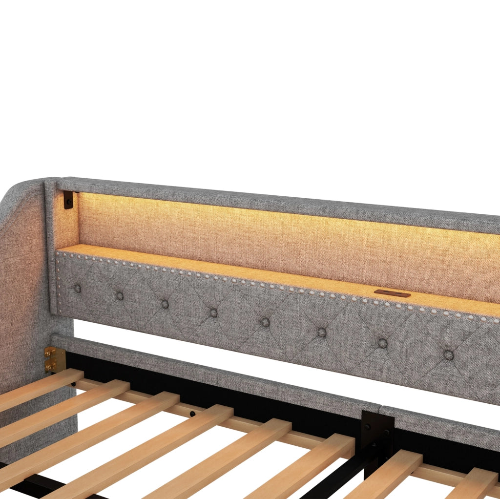 Daybed 90x200 cm con LED, USB e 2 cassetti