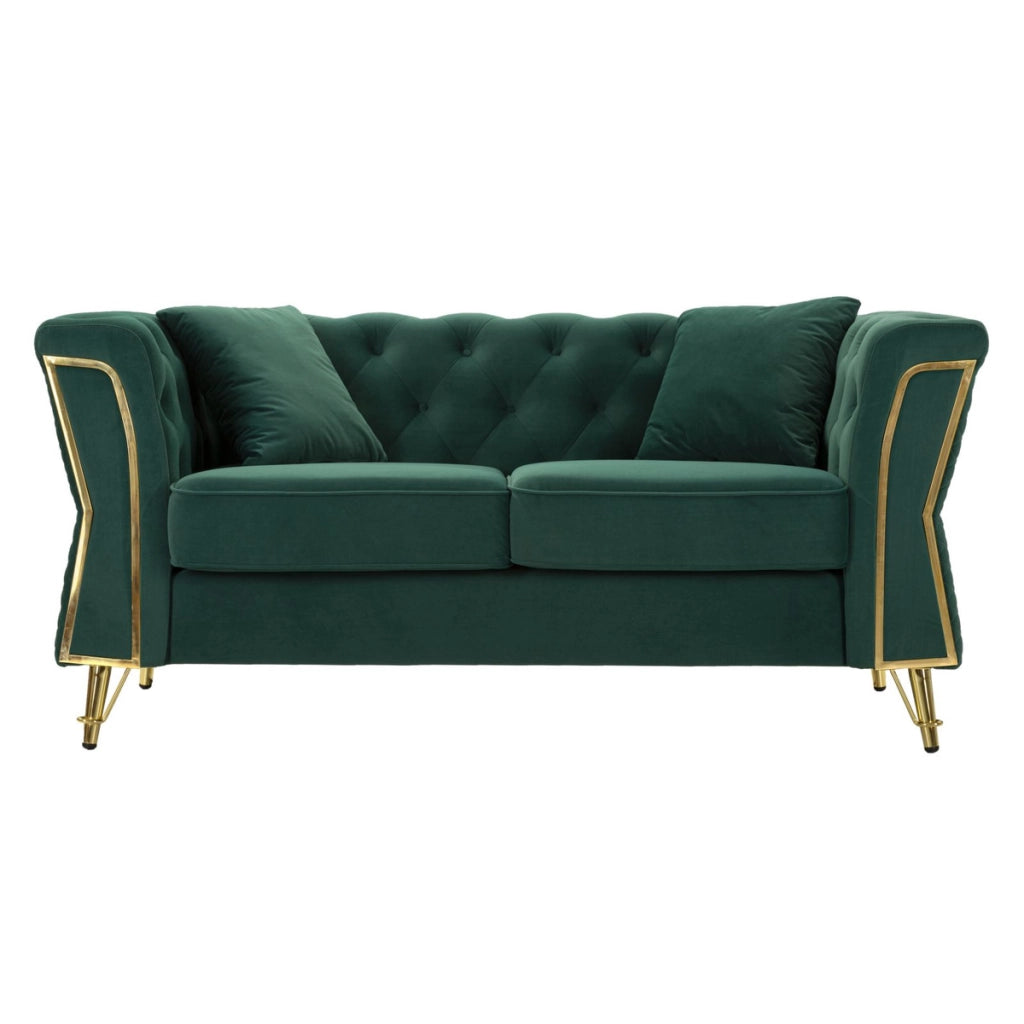 Divano VKH39, Verde, Legno, 162x83x76 cm