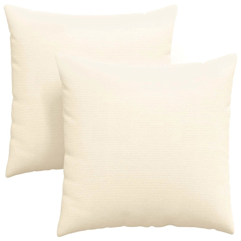 Cuscini da Divano 2 pz-Set di 2 Cuscini per Sofa Crema 60 x 60 cm Tessuto in Cords 360218
