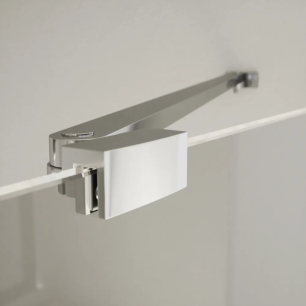 Porta doccia 141-145cm profili cromati apertura a battente e parete fissa vetro 8mm trasparente h195 | Fiji