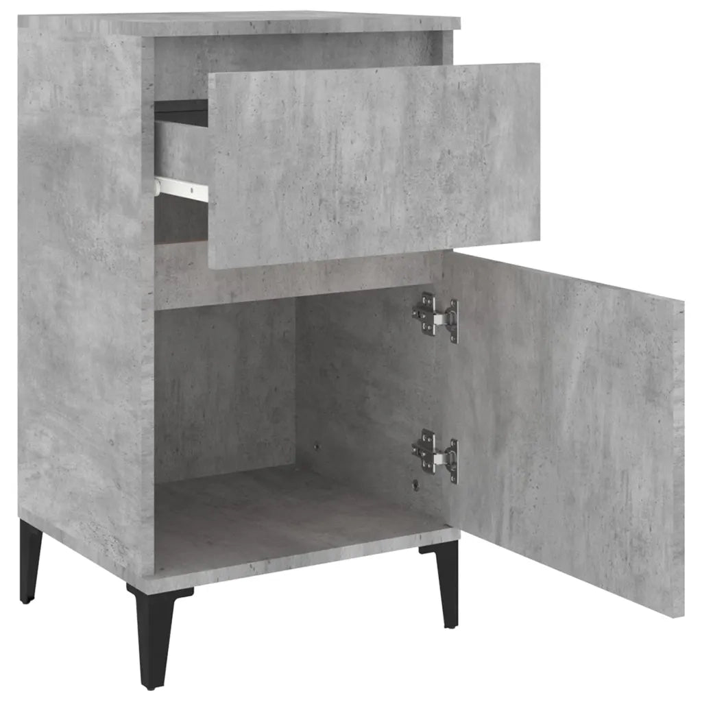 Comodino | Armadio da Notte | Mobiletto da notte Grigio Cemento 40x35x70 cm