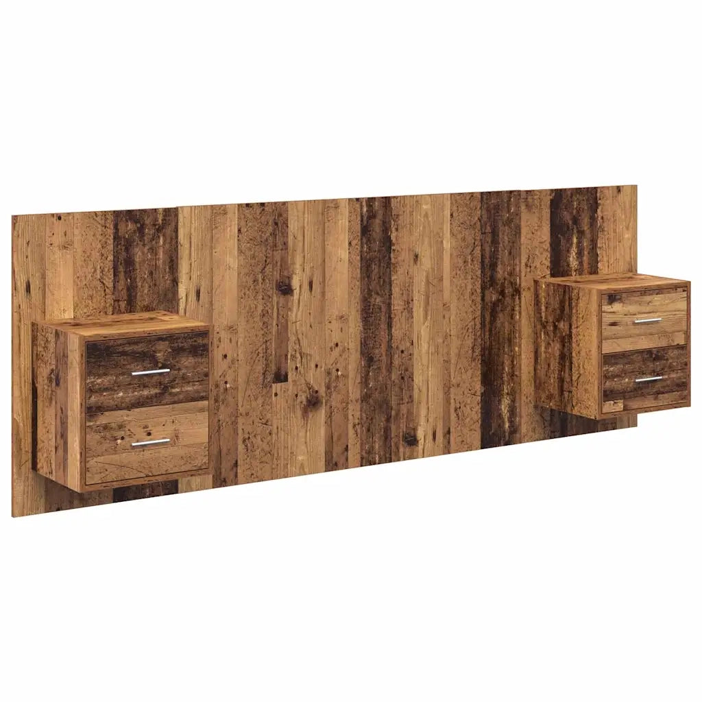 Testata con Comodino 3 pcs Legno vecchio Legno multistrato 3415831