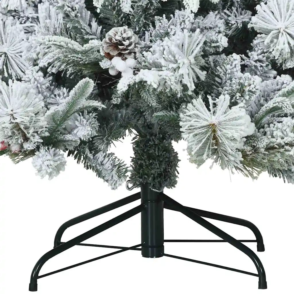 Albero di Natale Artificiale-Albero Natalizio Snodato Foderato di Neve Bianco 891513