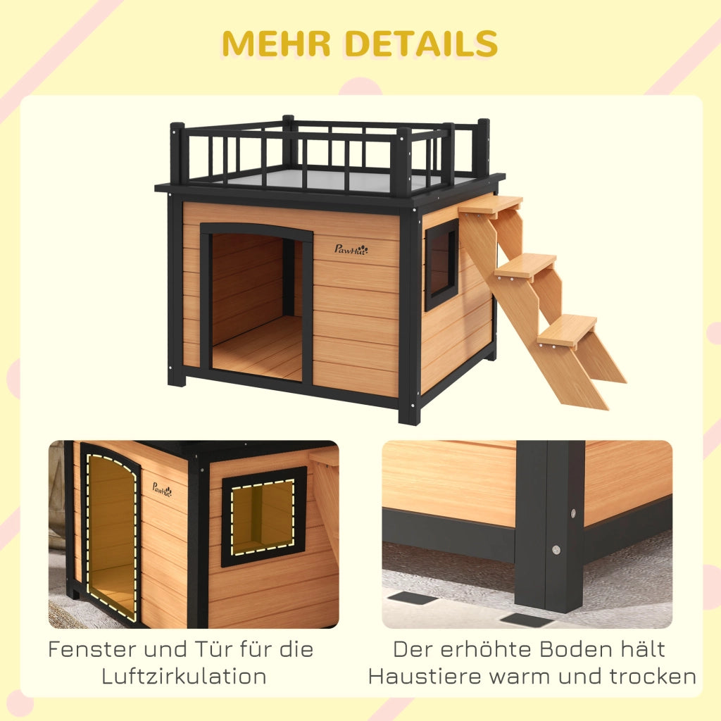 Cuccia per Cane con Terrazzo ¨C Minimal ¨C Legno 121x77x78cm Nero/Giallo