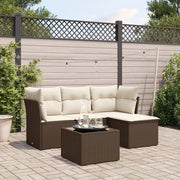 Set Divano da Giardino 5 pz con Cuscini Marrone in Polyrattan 3249392
