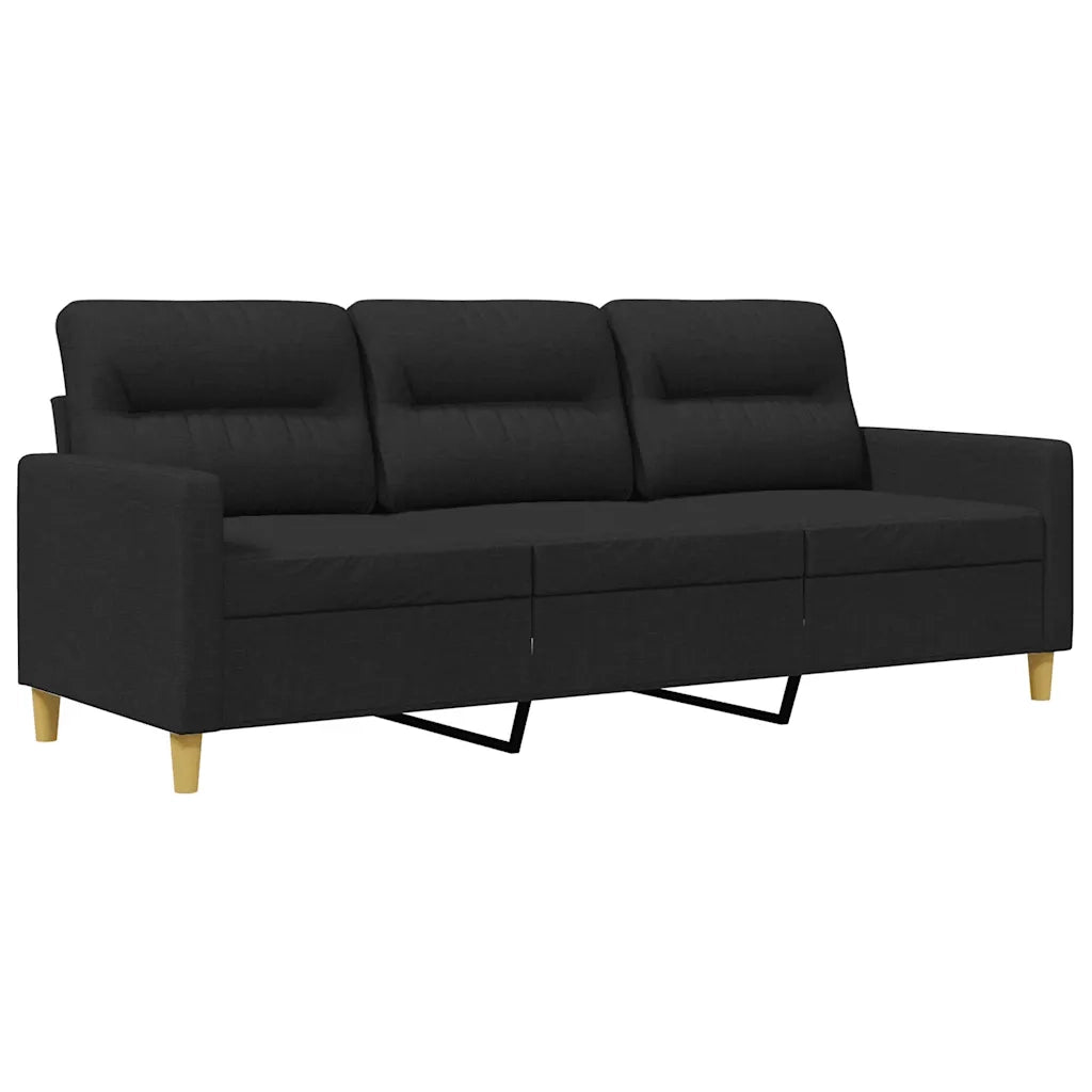Divano a 3 Posti-Sofa 3 Posti Nero 180 cm in Tessuto 358991