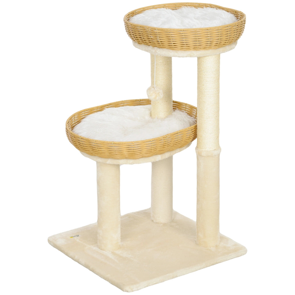 Albero per Gatti con Cuscini e Letti ¨C Zephmum ¨C Beige Rotin 75.5 cm