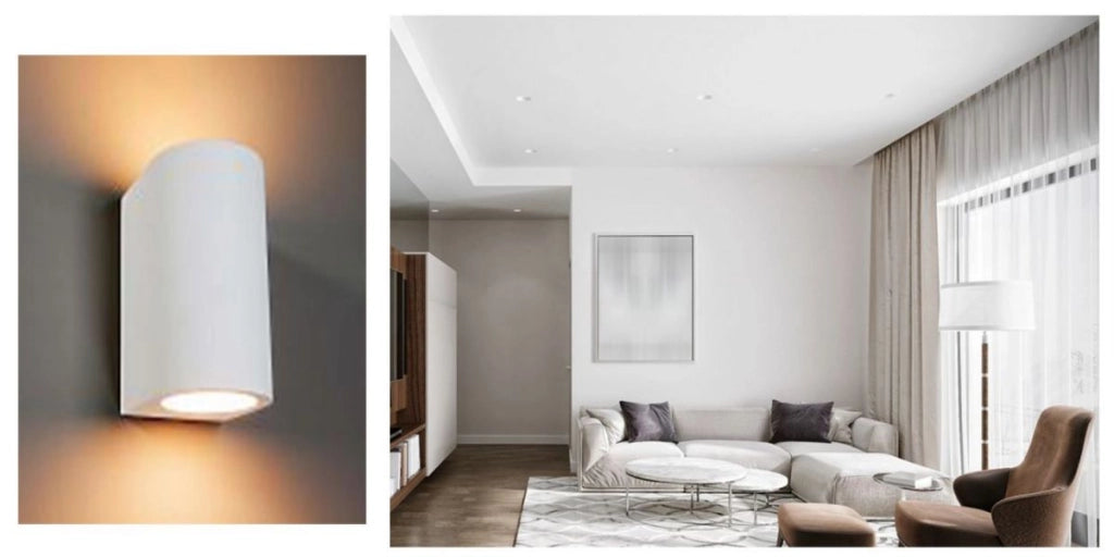 APPLIQUE LAMPADA INTERNO CILINDRO GESSO BIANCO DOPPIA LUCE