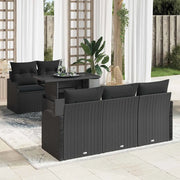 Set Divano da Giardino con cuscino 6 pcs Nero polyrattan 3348379