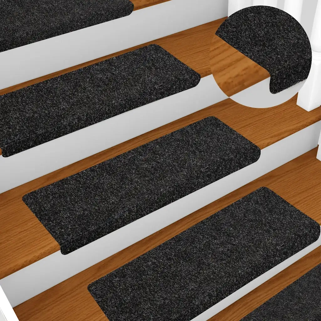 Tappetini per scale autoadesivi 20 pz 65x21x4 cm neri bordo rettangolare 3365717