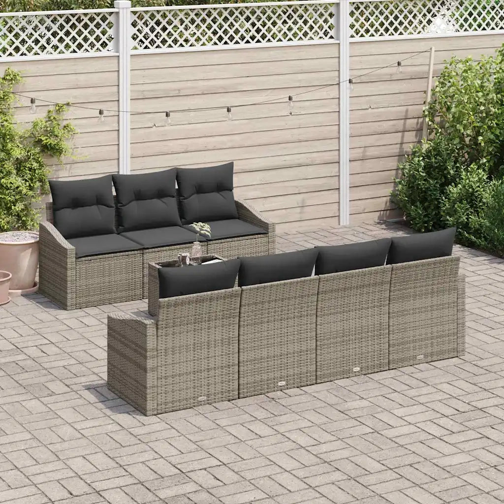 Set di divani con cuscino 8 pcs Grigio polyrattan 3355298